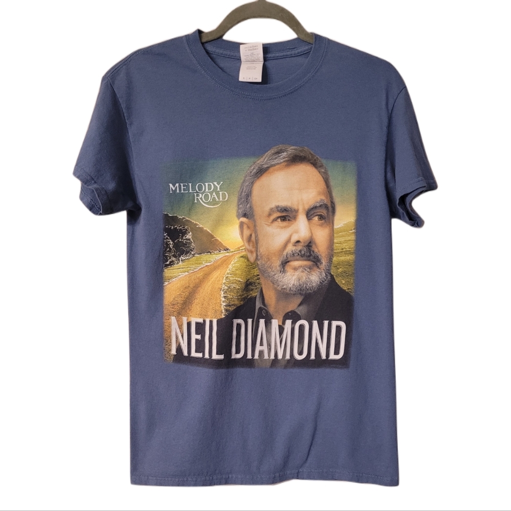 Neil Diamond Retro T-shirt Size Small Blue Grey